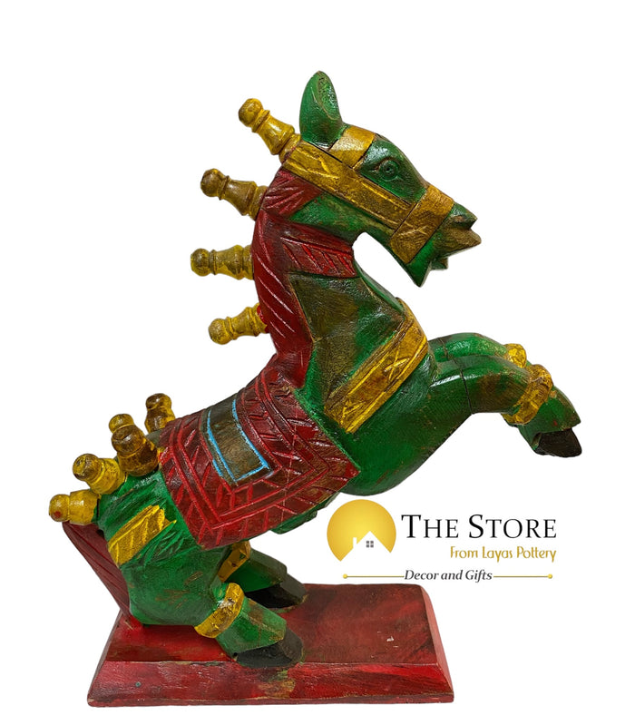 Wooden Small Green Horse