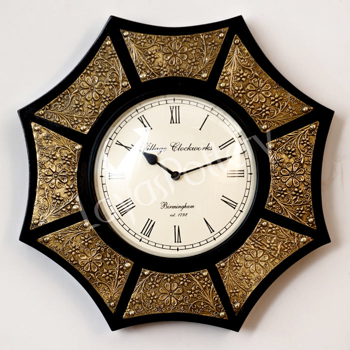 Metallic Hexagon Design Clock