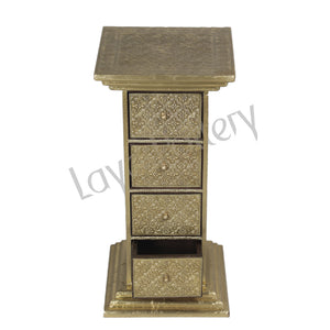 Wooden Gold Foil 4 Drawer stand Ht 38