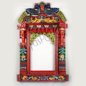 Wooden Jharokha Stand blue peacock Ht 35