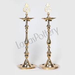 Brass kuthu Villakku Tall oil wick lamp Traditional Deepam Pair