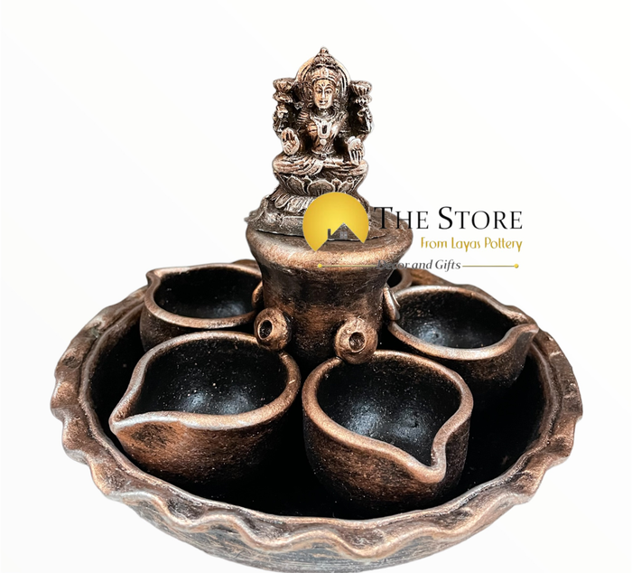 Clay Metallic Diya Lakshmi